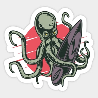 Octopus Surfer Sticker